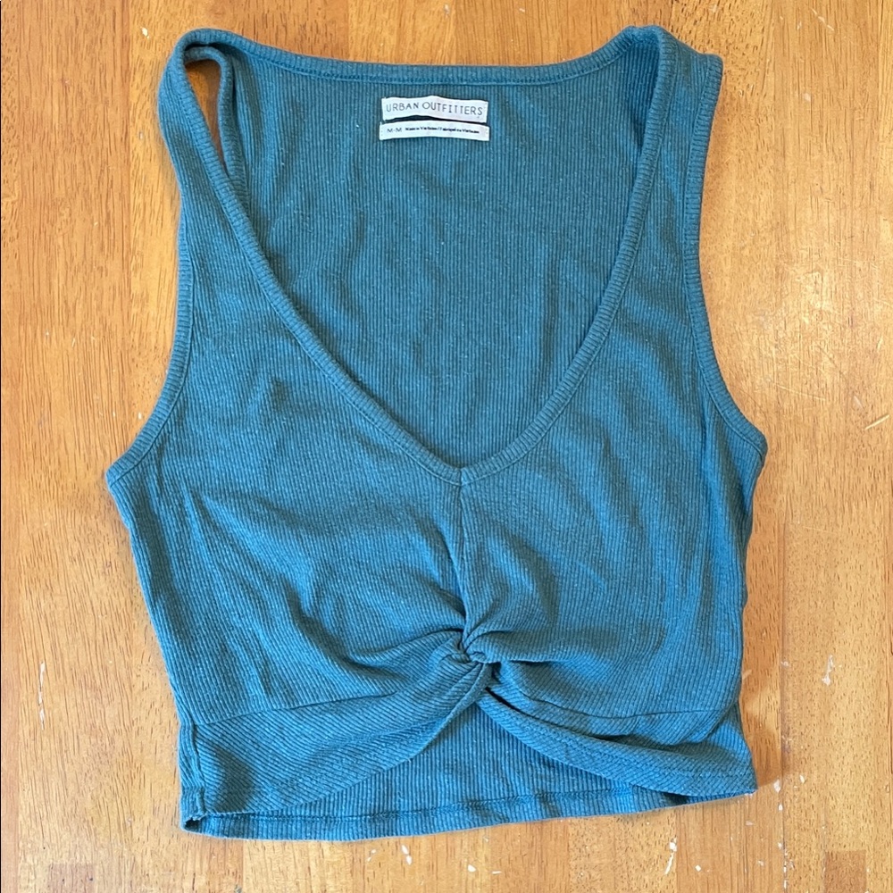 Urban Outfitters Green Twist-Detail Tank Top